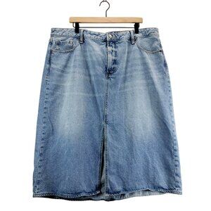 Old Navy Denim Skirt Light Blue Plus sz22 Aline Center Slit Smooth Denim Casual